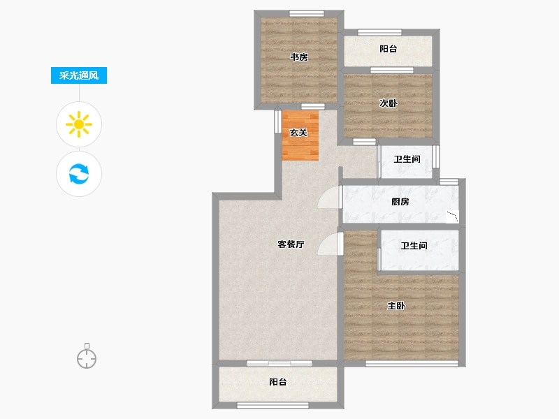 河南省-郑州市-正商馨港家-90.40-户型库-采光通风