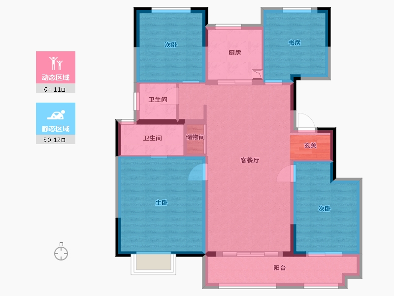 河南省-郑州市-金辉优步花园-102.40-户型库-动静分区