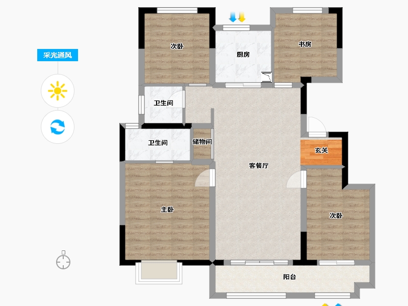 河南省-郑州市-金辉优步花园-102.40-户型库-采光通风