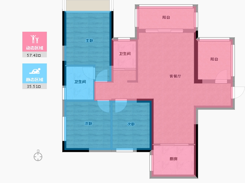 广西壮族自治区-南宁市-彰泰滨江学府-82.77-户型库-动静分区