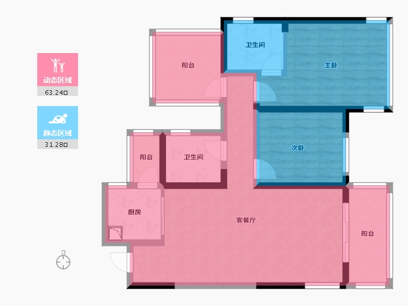 广西壮族自治区-南宁市-武鸣彰泰滨江学府-82.87-户型库-动静分区