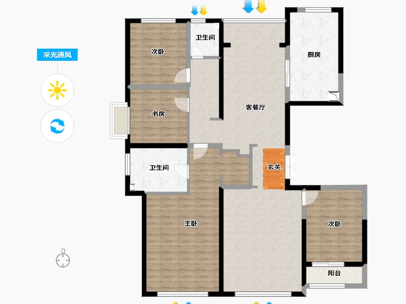 河北省-廊坊市-俪景嘉园-145.57-户型库-采光通风