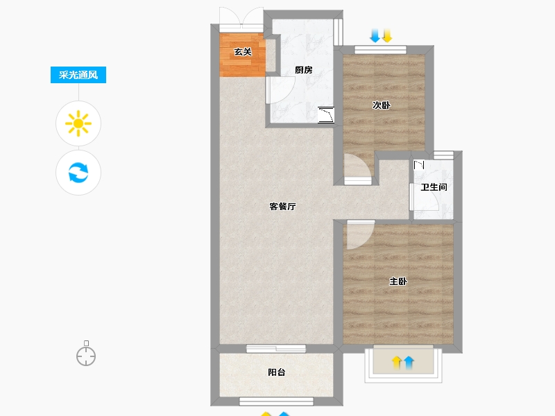 河北省-廊坊市-廊坊来康郡润德院-56.64-户型库-采光通风