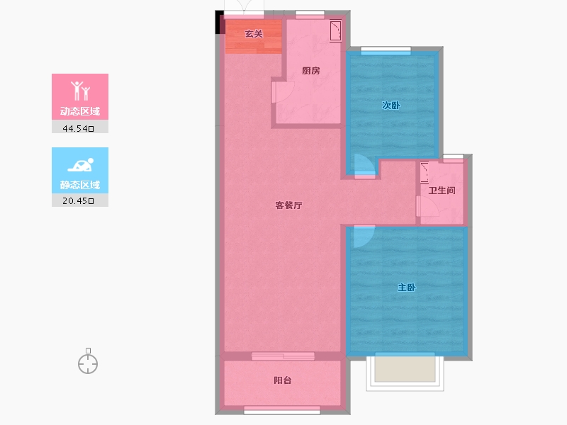 河北省-廊坊市-廊坊来康郡润德院-57.33-户型库-动静分区