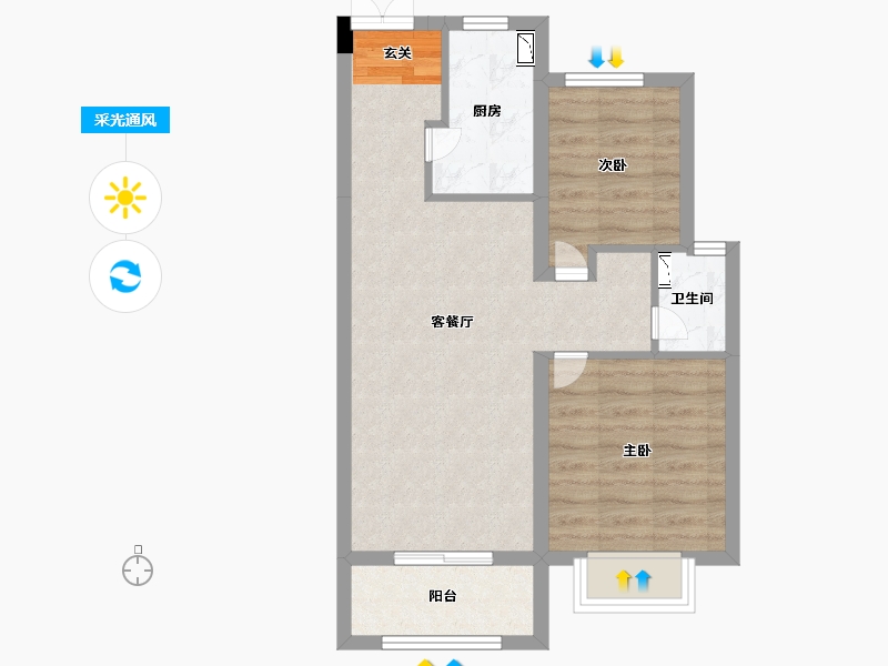 河北省-廊坊市-廊坊来康郡润德院-57.33-户型库-采光通风