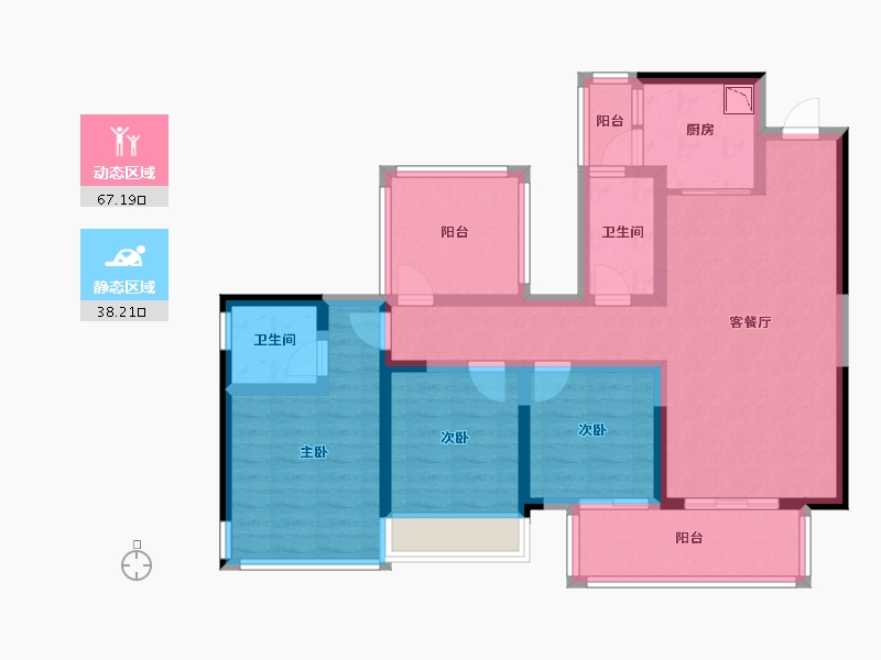 广西壮族自治区-南宁市-武鸣彰泰滨江学府-91.96-户型库-动静分区