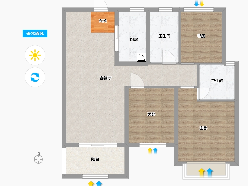 江西省-南昌市-美的新力公园天下-84.00-户型库-采光通风