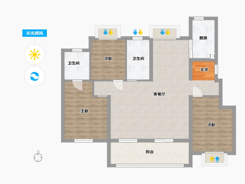 江西省-南昌市-美的新力公园天下-97.60-户型库-采光通风