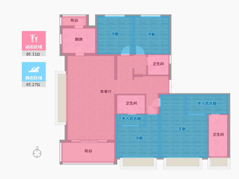 陕西省-咸阳市-奥园和悦府-135.01-户型库-动静分区