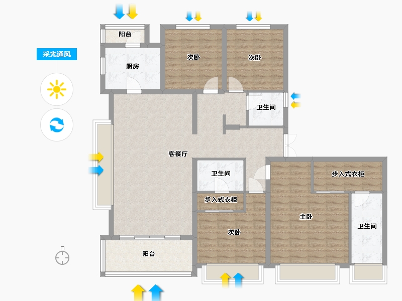 陕西省-咸阳市-奥园和悦府-135.01-户型库-采光通风