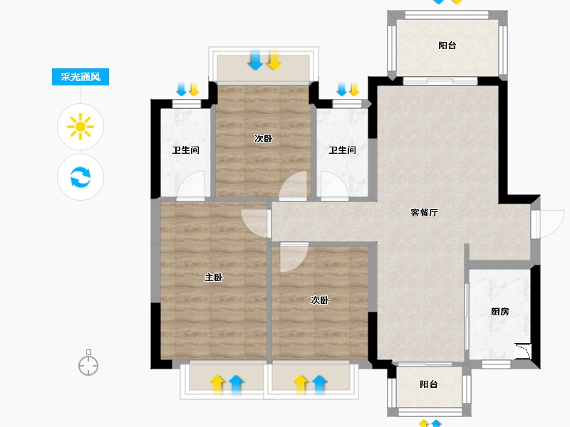 广西壮族自治区-南宁市-龙光天曜-77.22-户型库-采光通风