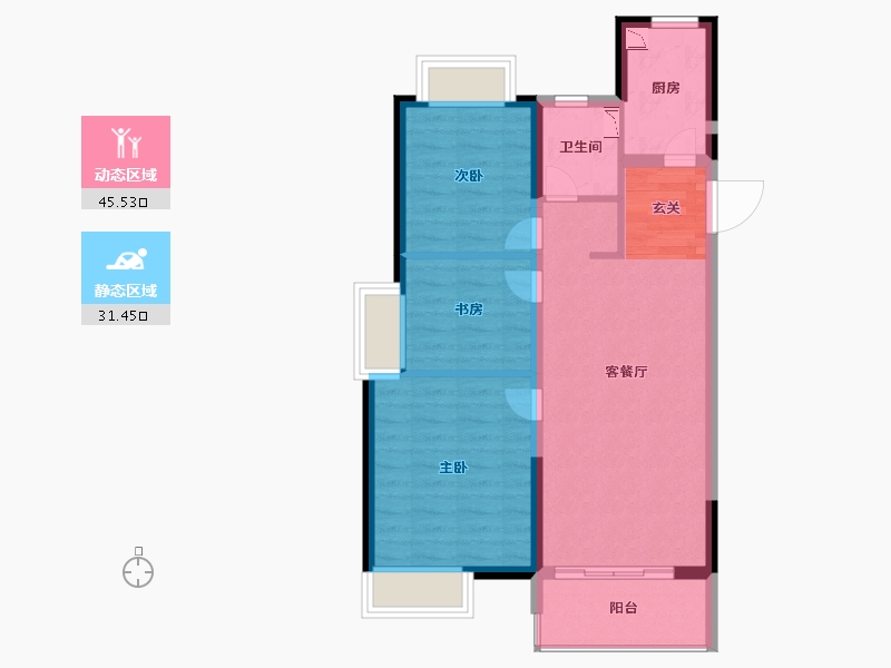 广西壮族自治区-北海市-北海新城吾悦广场-68.79-户型库-动静分区