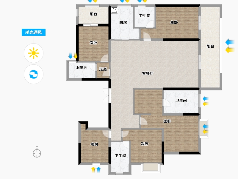 广西壮族自治区-南宁市-盛邦滨江府-187.62-户型库-采光通风