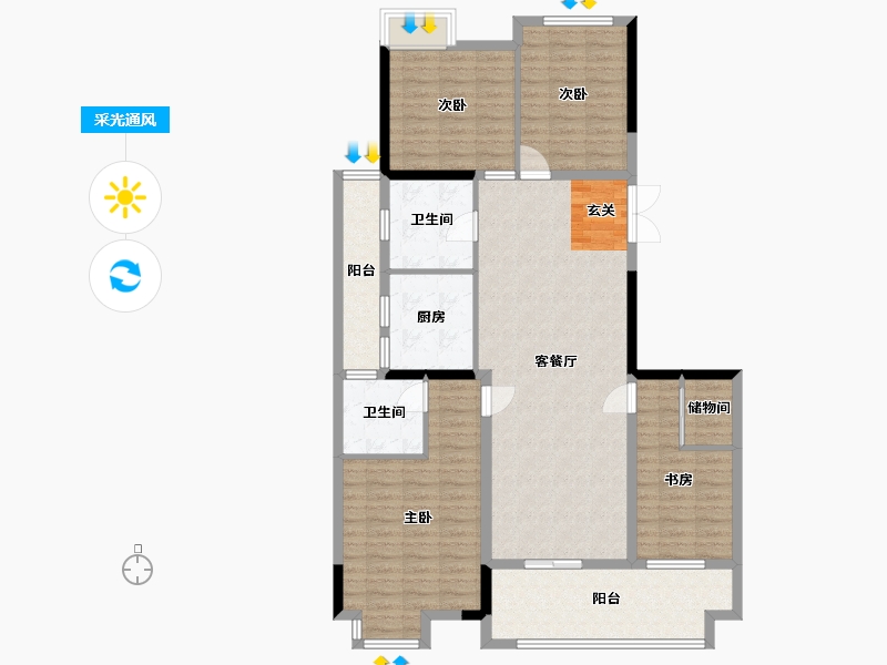 江西省-南昌市-华南城西站华府-120.80-户型库-采光通风