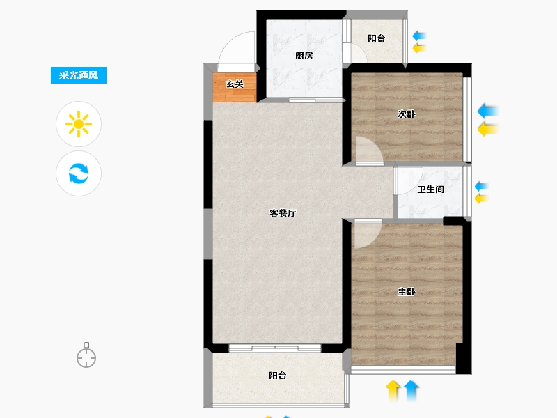 广西壮族自治区-北海市-嘉盛名都五期-64.75-户型库-采光通风