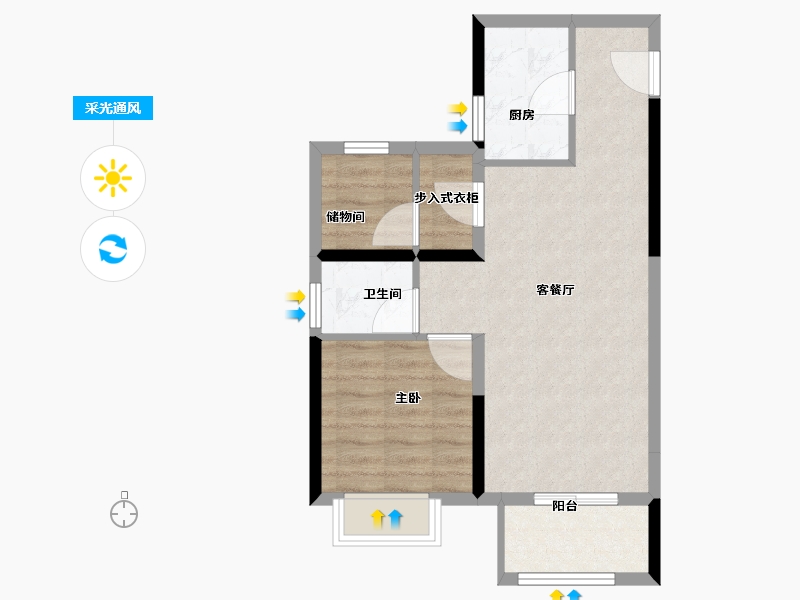 河南省-郑州市-保利金茂时光悦-56.00-户型库-采光通风