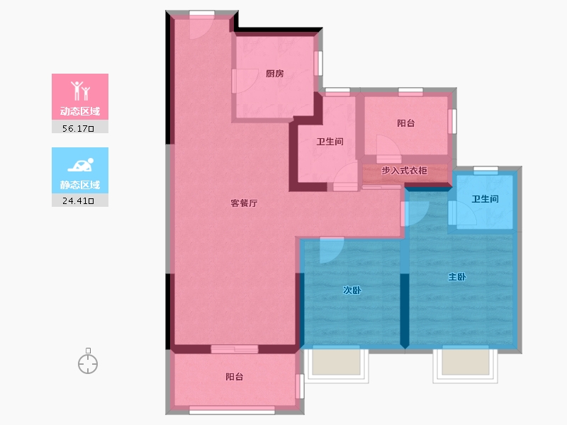 河南省-郑州市-保利金茂时光悦-70.39-户型库-动静分区