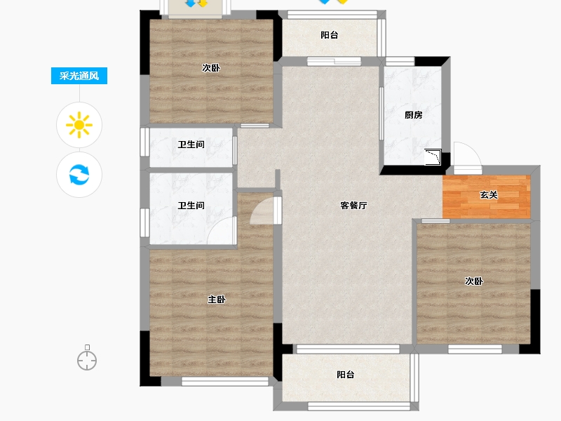 江西省-南昌市-阳光城蓝光文澜府-88.00-户型库-采光通风