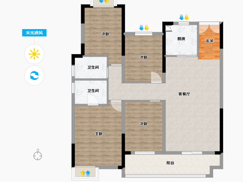 江西省-南昌市-南旅嘉福里-113.60-户型库-采光通风