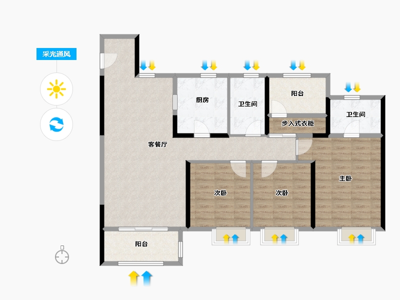 河南省-郑州市-保利金茂时光悦-104.00-户型库-采光通风