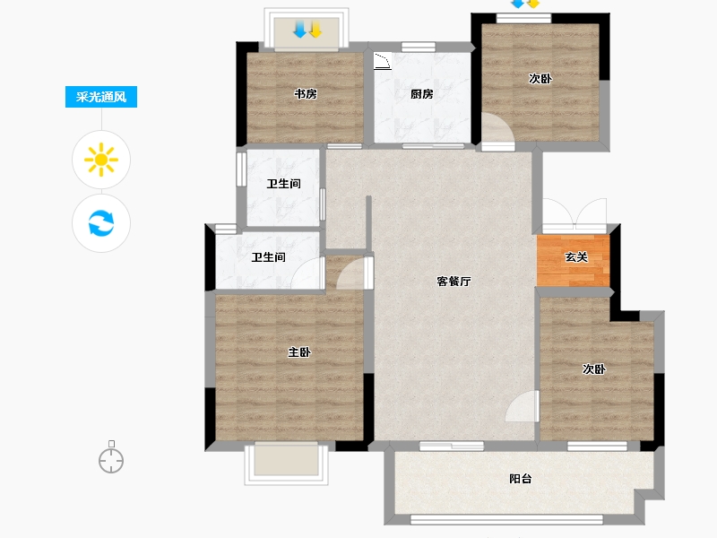 江西省-南昌市-弘阳中梁时光天樾-94.40-户型库-采光通风