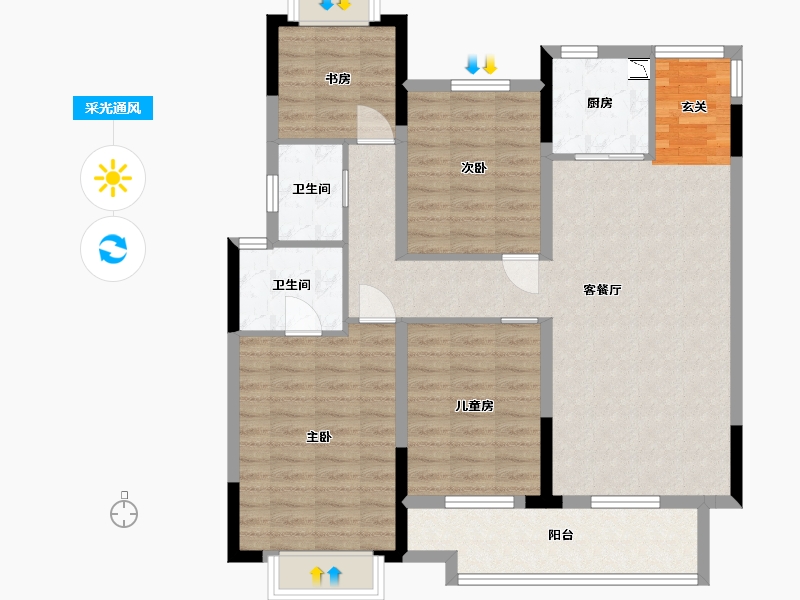 江西省-南昌市-南旅嘉福里-104.80-户型库-采光通风