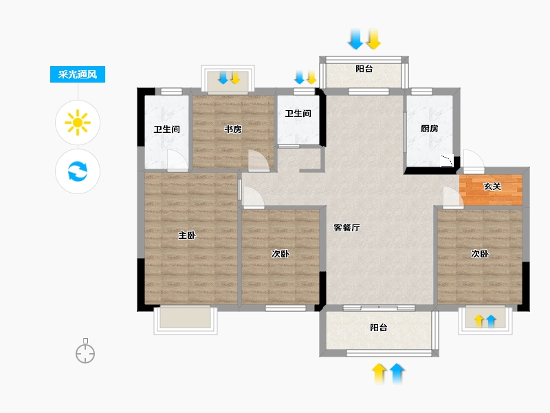 江西省-南昌市-阳光城蓝光文澜府-101.60-户型库-采光通风