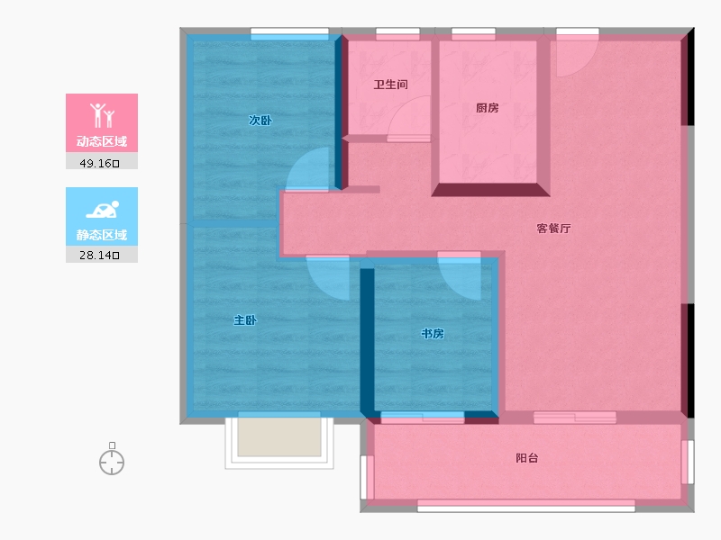 河南省-郑州市-世茂云境-68.00-户型库-动静分区