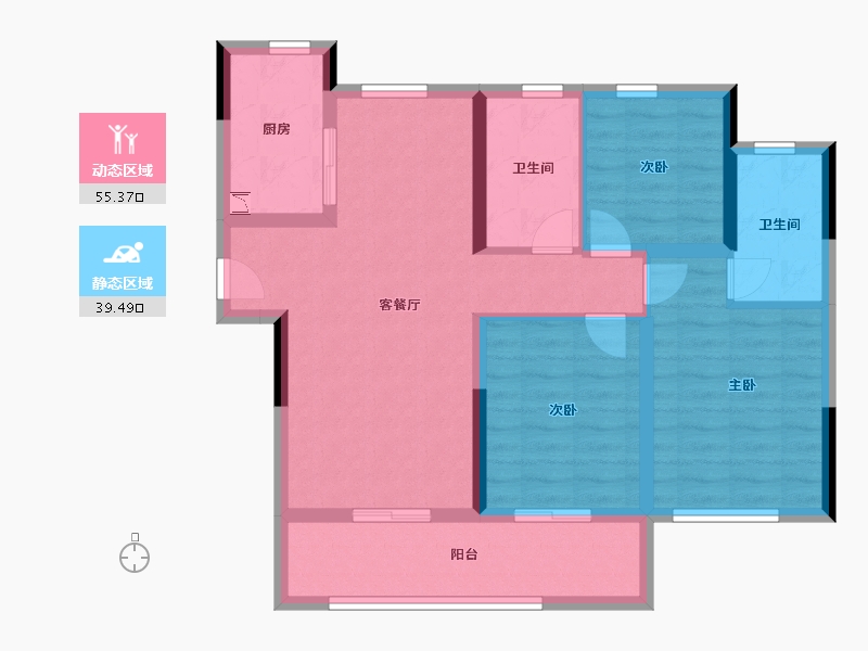 河南省-郑州市-世茂云境-84.00-户型库-动静分区