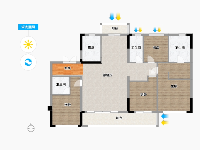 江西省-南昌市-融创玖玺台-135.20-户型库-采光通风