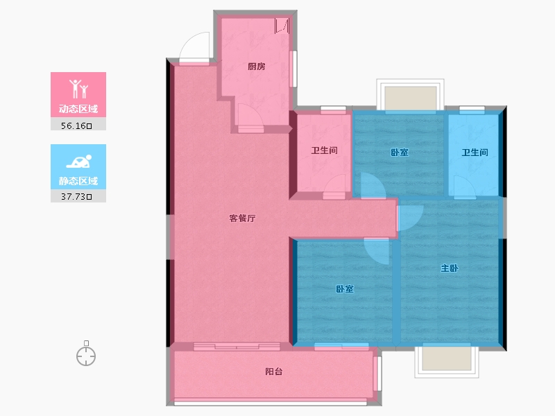 江西省-南昌市-华侨城万科世纪水岸-84.05-户型库-动静分区