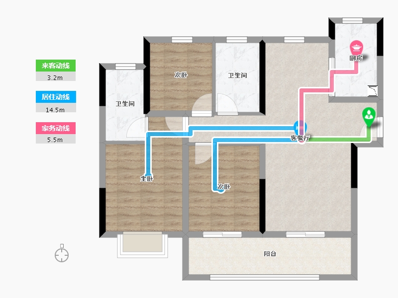 河南省-郑州市-世茂云境-88.80-户型库-动静线