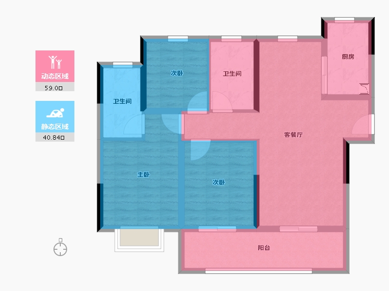 河南省-郑州市-世茂云境-88.80-户型库-动静分区