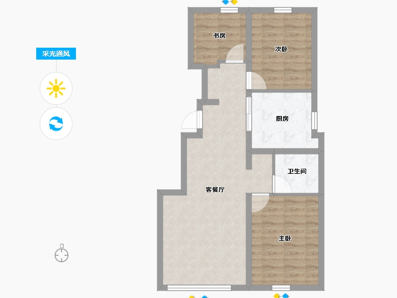 黑龙江省-哈尔滨市-万科金域悦府-65.15-户型库-采光通风