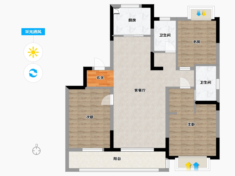 江苏省-无锡市-海尔产城创翡翠文华-99.99-户型库-采光通风