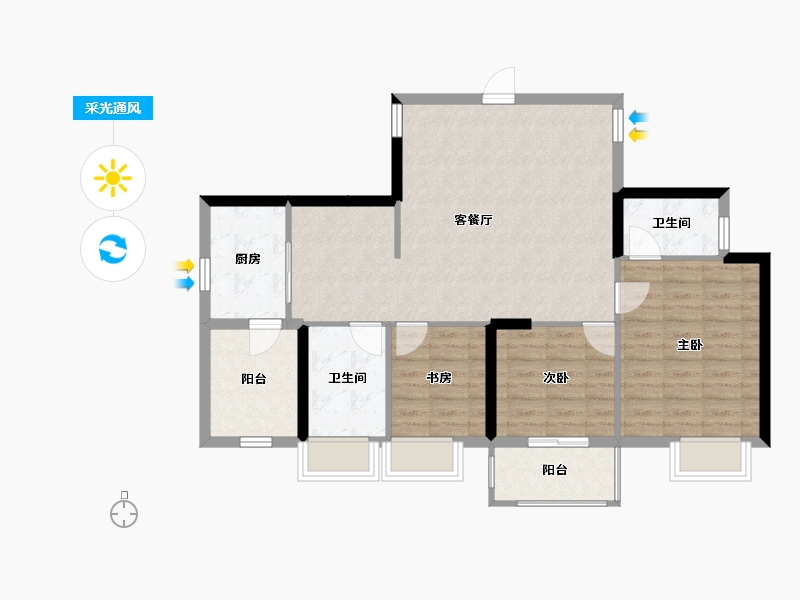 广东省-汕头市-南信星汇国际-88.58-户型库-采光通风