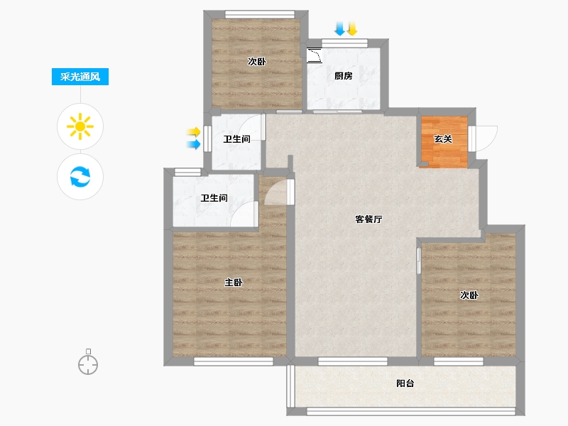 江苏省-无锡市-融创惠山映-84.09-户型库-采光通风