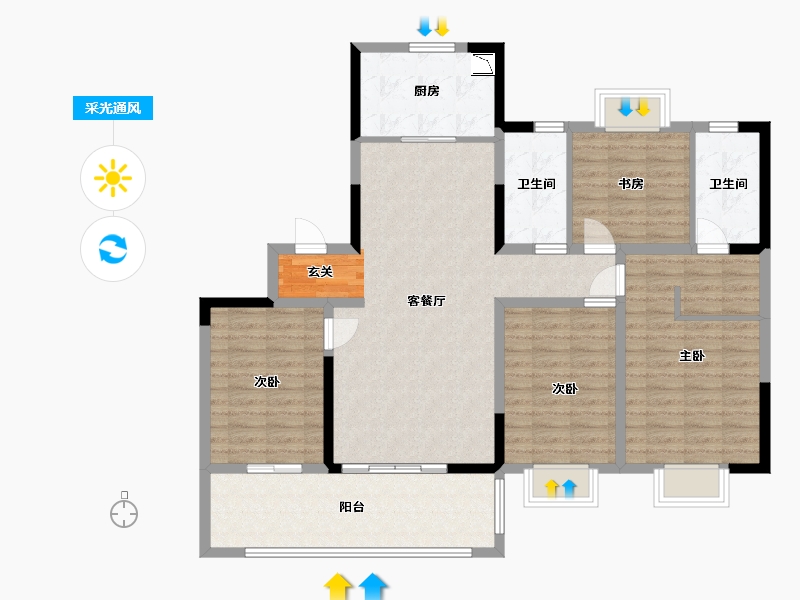 江苏省-无锡市-海尔产城创翡翠文华-116.00-户型库-采光通风