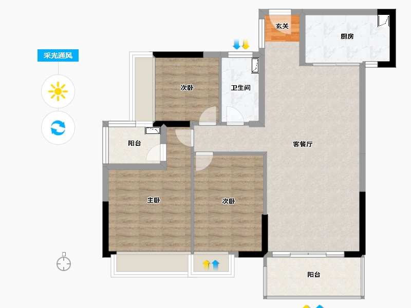 湖南省-衡阳市-珠江・愉景豪庭-92.44-户型库-采光通风