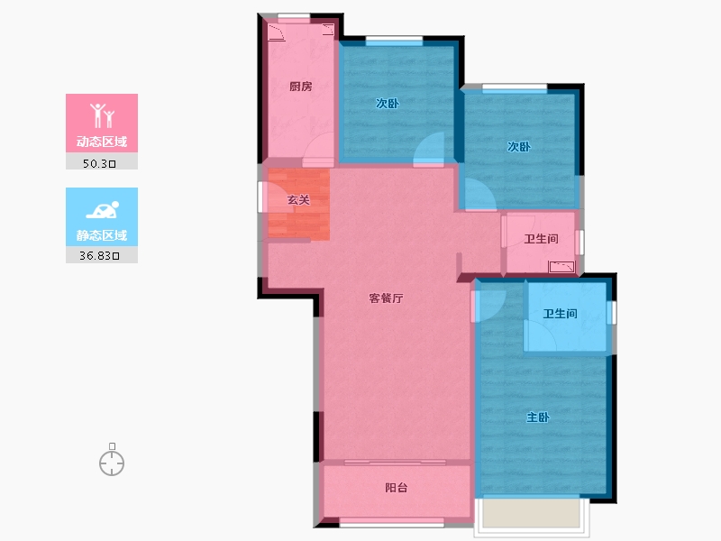 陕西省-西安市-绿地国港新里城-76.90-户型库-动静分区