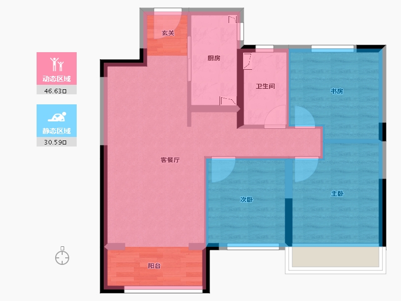 陕西省-西安市-绿地国港新里城-68.62-户型库-动静分区