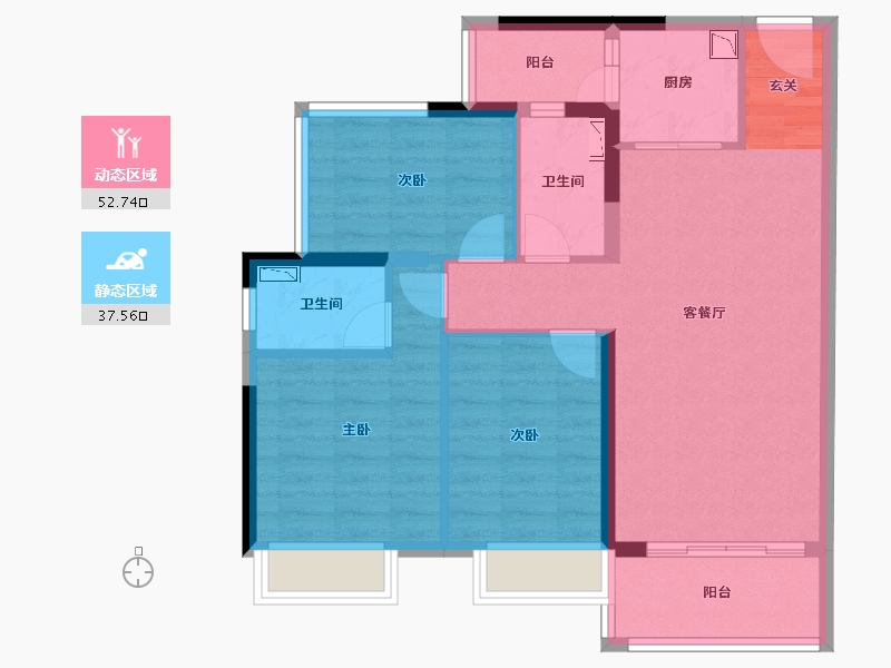 广东省-湛江市-汇成・凯悦华府-80.12-户型库-动静分区