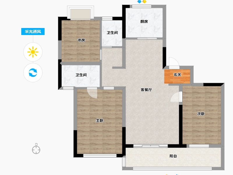 江苏省-无锡市-海尔产城创翡翠文华-100.79-户型库-采光通风