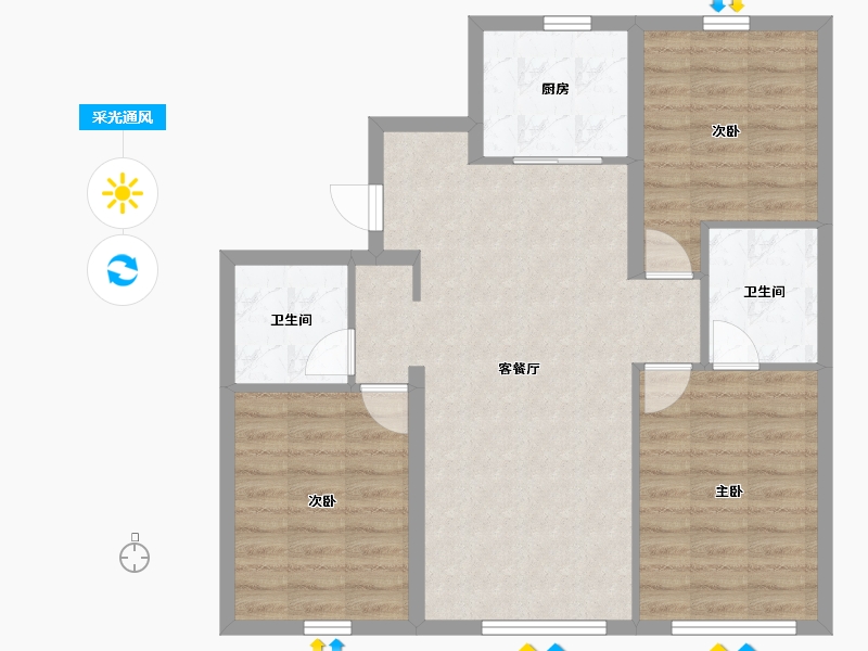 黑龙江省-哈尔滨市-万科金域悦府-81.46-户型库-采光通风