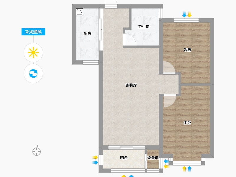 河北省-保定市-泽龙阳光美居-60.00-户型库-采光通风