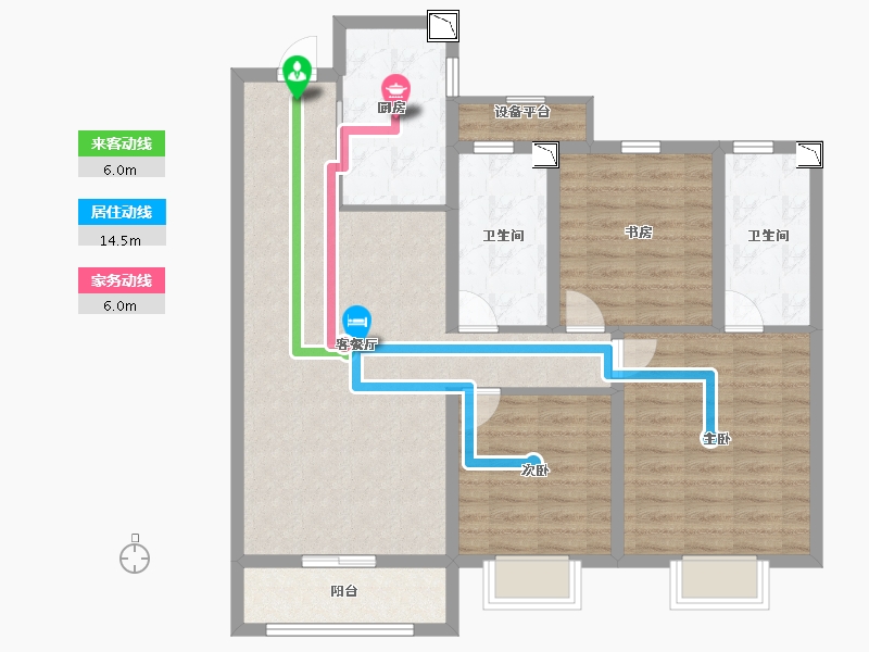 黑龙江省-哈尔滨市-中海・观澜庭-98.40-户型库-动静线