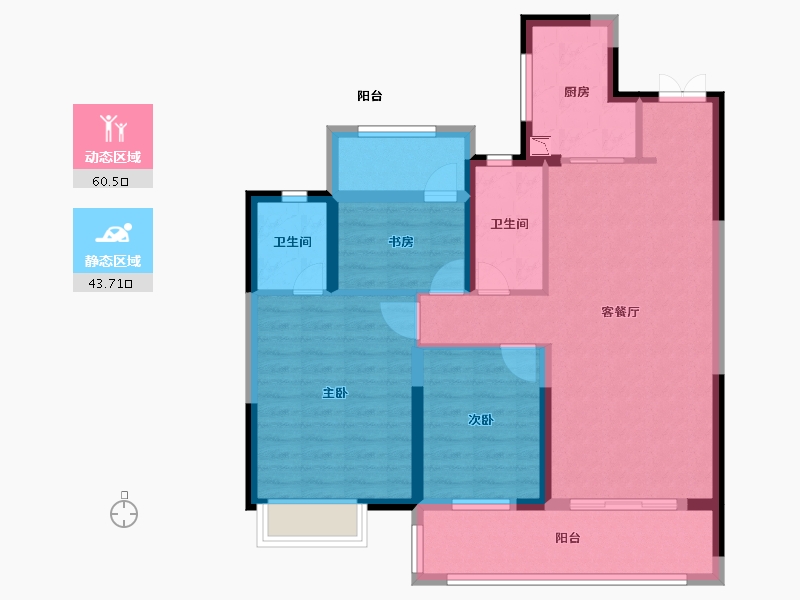 江苏省-泰州市-天地源云锦香都-92.73-户型库-动静分区