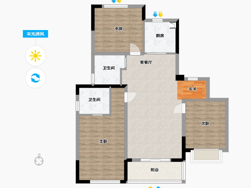 江苏省-无锡市-万科翡翠东方-99.19-户型库-采光通风