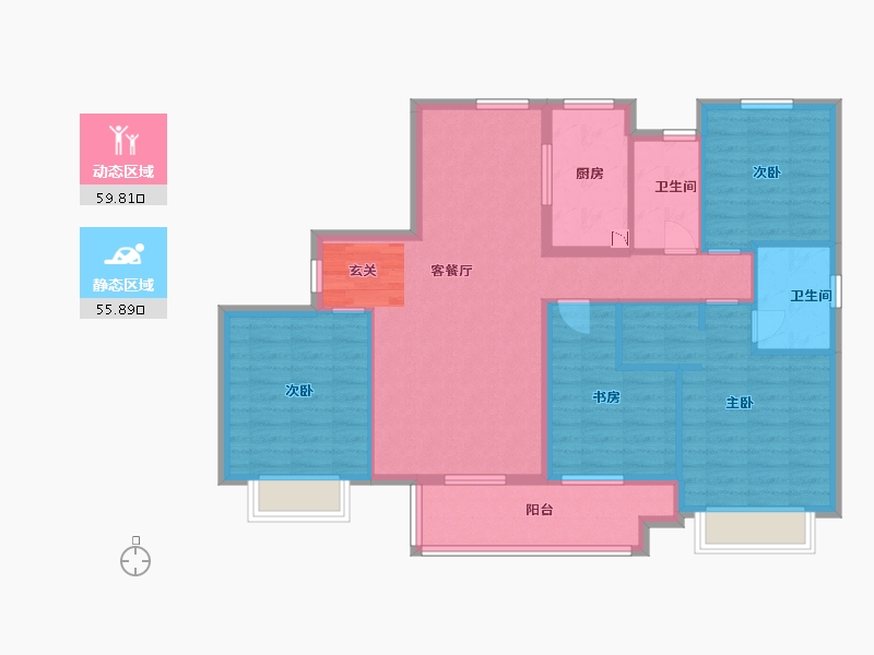 江苏省-无锡市-美的中骏雍景湾-104.00-户型库-动静分区