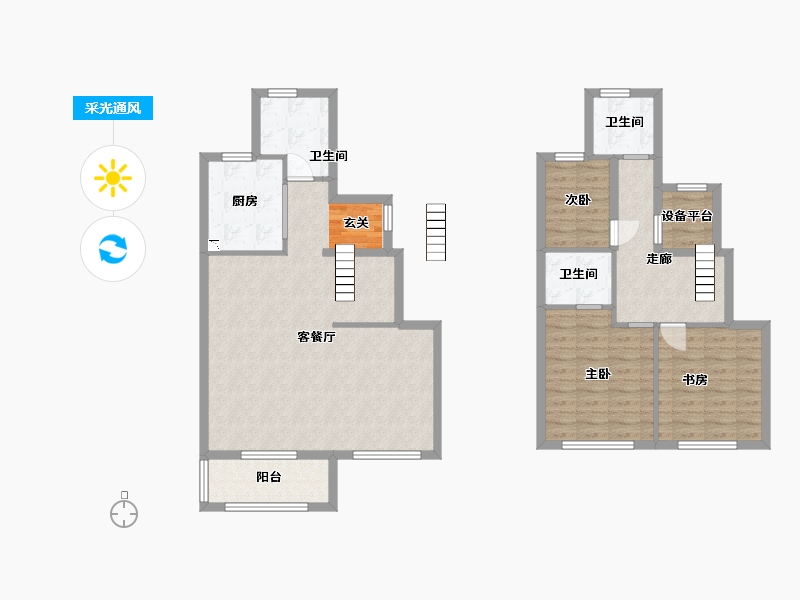 江苏省-无锡市-融创惠山映-107.94-户型库-采光通风